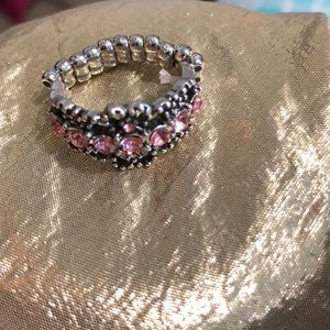 Pink black and silver ring